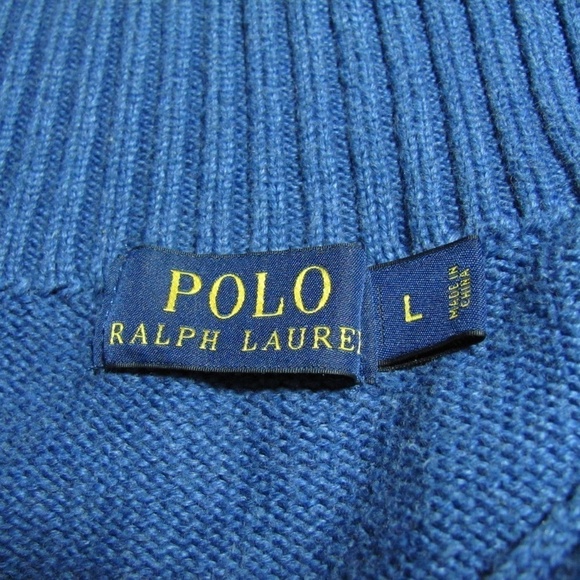 Ralph Lauren Blue Quarter Zip Sweater POLO Player - Picture 5 of 5